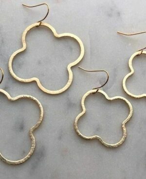 Gold Geometric Clover Earrings (Large)