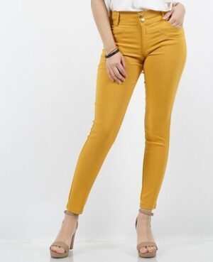 Front Zipper Super Stretch Twill Pants (Mustard)