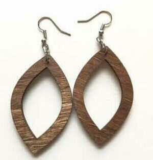 Cute Oval Shaped Wooden Earrings