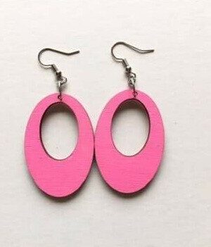 Pink Wooden Handmade Earrings